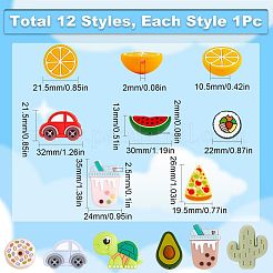 12Pcs 12 Style Food Grade Eco-Friendly Silicone Focal Beads&nbsp;SIL-SC0001-17