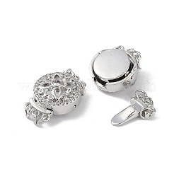 Rack Plating Brass Micro Pave Clear Cubic Zirconia Box Clasps&nbsp;KK-G494-06P