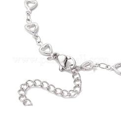 304 Stainless Steel Hollow Heart Link Chain Bracelet Makings for Women&nbsp;AJEW-JB01340-02