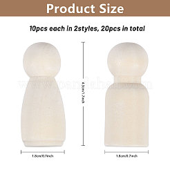 20Pcs 2 Styles Unfiished Wood Peg Dolls&nbsp;DJEW-BC0001-30
