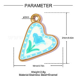 Printed 304 Stainless Steel with Enamel Pendants&nbsp;SA-OY002-67G-02