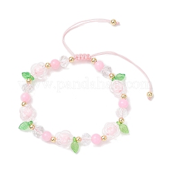 Floral Acrylic Beads Braided Bead Bracelets for Women&nbsp;BJEW-MZ00192-03