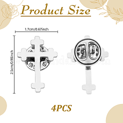 4Pcs Cross Stainless Steel Lapel Pin Back Brooches for Backpack Clothes&nbsp;JEWB-GA0001-53P