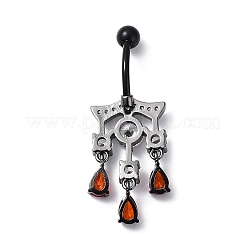 Hyacinth Rhinestone Charm Dangle Belly Rings&nbsp;AJEW-D053-01A-EB