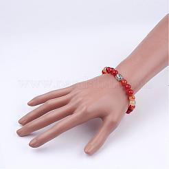 Natural Agate Beaded Stretch Bracelets&nbsp;BJEW-JB02584