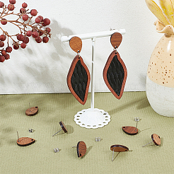 15 Pair Walnut Wood Stud Earring Findings&nbsp;STAS-UN0055-14A