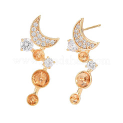Brass Micro Pave Clear Cubic Zirconia Stud Earring Findings&nbsp;KK-S364-060