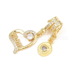 Mother's Day Brass Micro Pave Clear Cubic Zirconia Pendants&nbsp;KK-H268-06G