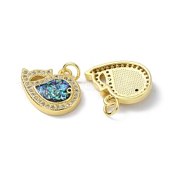 Brass Micro Pave Cubic Zirconia Pendants&nbsp;KK-A197-12G