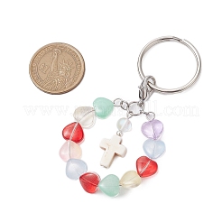 Glass & Synthetic Turquoise & Synthetic Moonstone Keychain&nbsp;KEYC-JKC01031