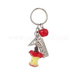 Red Apple & Triangular Ruler Resin & Alloy Pendant Keychain&nbsp;KEYC-TA00004