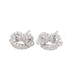 knot Brass Micro Pave Cubic Zirconia Stud Earrings&nbsp;EJEW-C174-01P-06