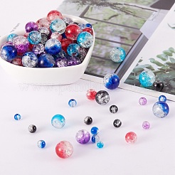 150Pcs 5 Styles Baking Paint Crackle Glass Bead Strands&nbsp;CCG-SZ0001-07