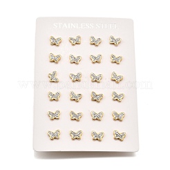 12 Pairs 304 Stainless Steel Rhinestone Stud Earrings&nbsp;EJEW-B135-01G-01