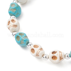 Dyed Synthetic Turquoise Beads Stretch Bracelets for Man&nbsp;BJEW-JB12104-02