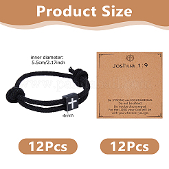 12Pcs Square with Cross Alloy Braided Bead Bracelets&nbsp;BJEW-DC0001-18