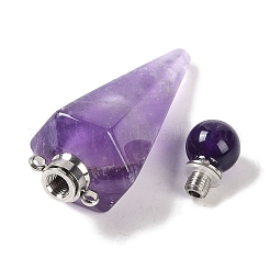 Natural Amethyst Faceted Cone Openable Perfume Bottle Big Pendants&nbsp;G-L524-18P-10