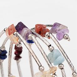 Four Loops Natural Gemstone Beaded Wrap Bracelets&nbsp;BJEW-JB02332-02