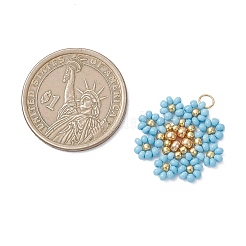Glass Seed Beaded Flower Pendants&nbsp;PALLOY-MZ01181