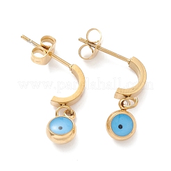 3 Pair 3 Style Enamel Evil Eye Dangle Stud Earrings&nbsp;EJEW-B020-16G