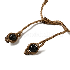 Natural Obsidian Bullet Bullet Braided Bead Bracelets&nbsp;BJEW-K225-01D