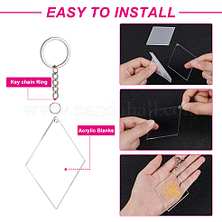 DIY Rhombus with Angle Acrylic Blank Pendant Keychain Making Kits&nbsp;DIY-BC0001-63A