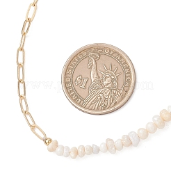 Brass Paperclip Chain with Natural Cultured Freshwater PearPotato Beaded Necklaces&nbsp;NJEW-JN05945