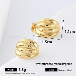 Pumpkin Stripe 304 Stainless Steel Stud Earrings for Women&nbsp;VG3470