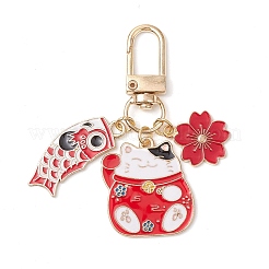 Fortune Cat Fish Flower Alloy Enamel Pendant Decorations&nbsp;HJEW-JM02873-01