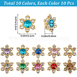 100Pcs 10 Colors Alloy Rhinestone Cabochons&nbsp;FIND-GF0005-91