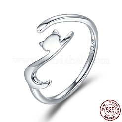Anti-Tarnish Rhodium Plated 925 Sterling Silver Cuff Finger Rings&nbsp;RJEW-FF0009-01P