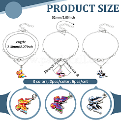 4Pcs 2 Colors Iron and Alloy Enamel Butterfly Anklets for Women&nbsp;AJEW-HY0002-64