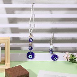 2Pcs 2 Styles Handmade Lampwork Evil Eye Pendant Decorations&nbsp;HJEW-GL0001-28