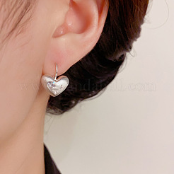 Heart Brass Micro Pave Clear Cubic Zirconia Leverback Earrings&nbsp;FS-WGB29CA-01