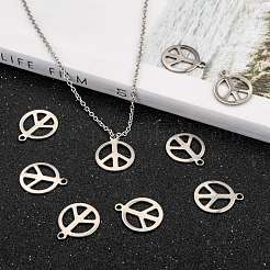 Tarnish Resistant Peace Sign 201 Stainless Steel Pendants&nbsp;STAS-R071-20