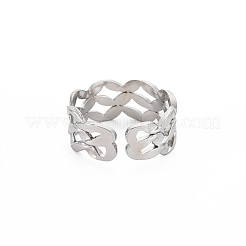 Non-Tarnish 304 Stainless Steel Wave Wrap Open Cuff Ring for Women&nbsp;LS-RJEW-S405-243P