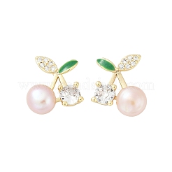 Cherry Brass Clear Cubic Zirconia Stud Earrings&nbsp;KK-D301-13G