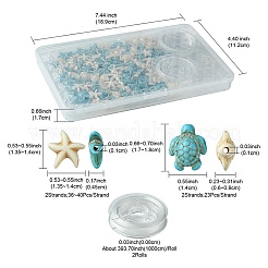 DIY Synthetic Turquoise Turtle & Starfish Stretch Bracelet Making Kits&nbsp;DIY-FS0005-60