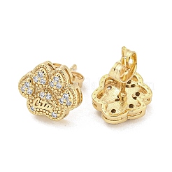 Brass Micro Pave Cubic Zirconia Stud Earrings&nbsp;EJEW-P261-41G