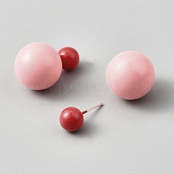 Plastic Round Stud Earrings&nbsp;EJEW-WH0001-75C