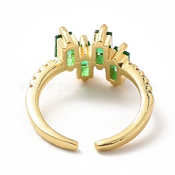 Cubic Zirconia Rectangle Open Cuff Ring&nbsp;X-RJEW-H101-07G