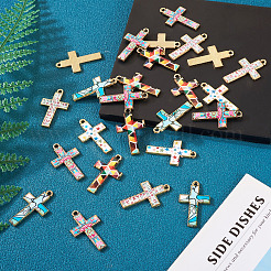 30Pcs 5 Colors Rack Plating Golden Tone Alloy Mosaic Style Pendants&nbsp;ENAM-TA0001-65