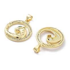 Brass Micro Pave Cubic Zirconia Pendants&nbsp;KK-Z098-01G-01