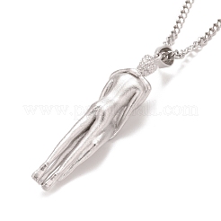 Brass Human Hug Pendant Necklace with 201 Stainless Steel Curb Chains for Women&nbsp;NJEW-I114-01P