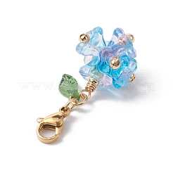 5Pcs Flower Acrylic & Glass Pendant Decorations&nbsp;HJEW-TA00178