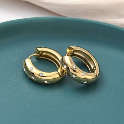 304 Stainless Steel Rhinestone Hoop Earrings&nbsp;EJEW-K268-72G