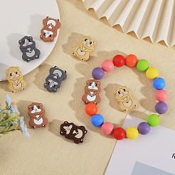 16Pcs 4 Colors Squirrel Food Grade Eco-Friendly Silicone Focal Beads&nbsp;SIL-CA0003-02