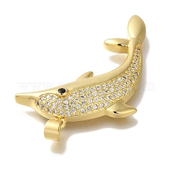 Dolphin Rack Plating Brass Micro Pave Cubic Zirconia Pendants&nbsp;KK-U019-26G