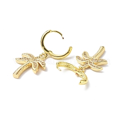 Clear Cubic Zirconia Coconut Palm Dangle Hoop Earrings&nbsp;EJEW-B017-04G