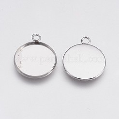 Tarnish Resistant 202 Stainless Steel Pendant Cabochon Settings&nbsp;STAS-I088-A-03P